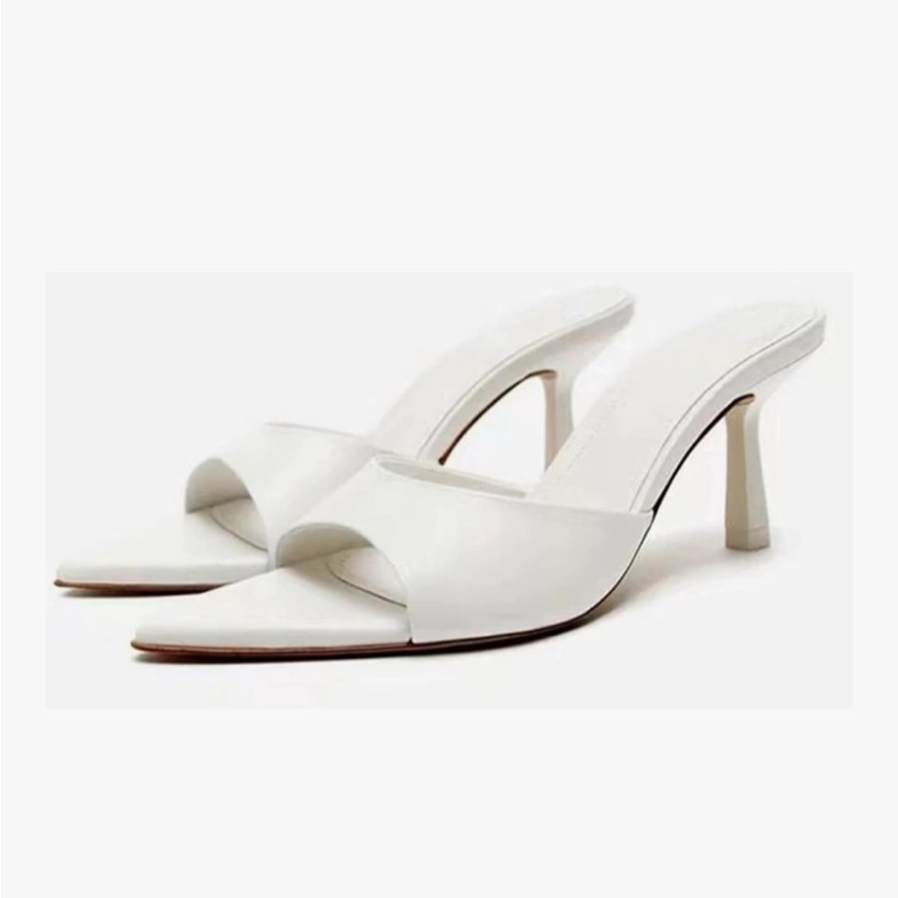 Elegant White Heeled Mules